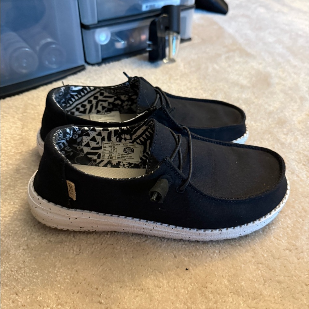 Hey Dude Black and White Loafers